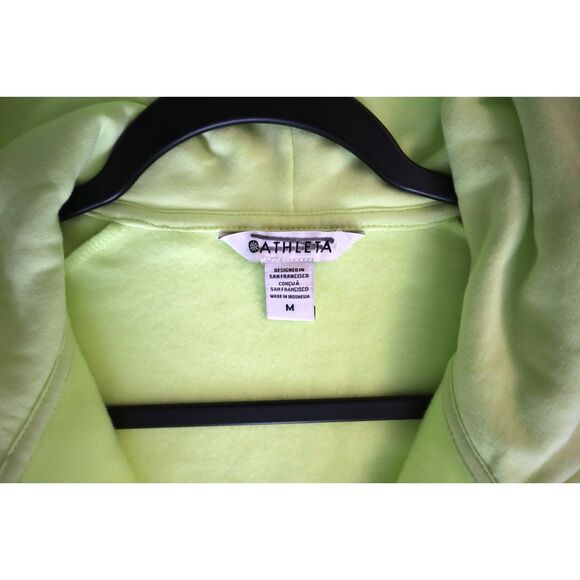 Athleta 473713062 Women Sz M Citron/Yellow Green Easy Fleece 1/2 Zip Hoodie - Picture 3 of 13